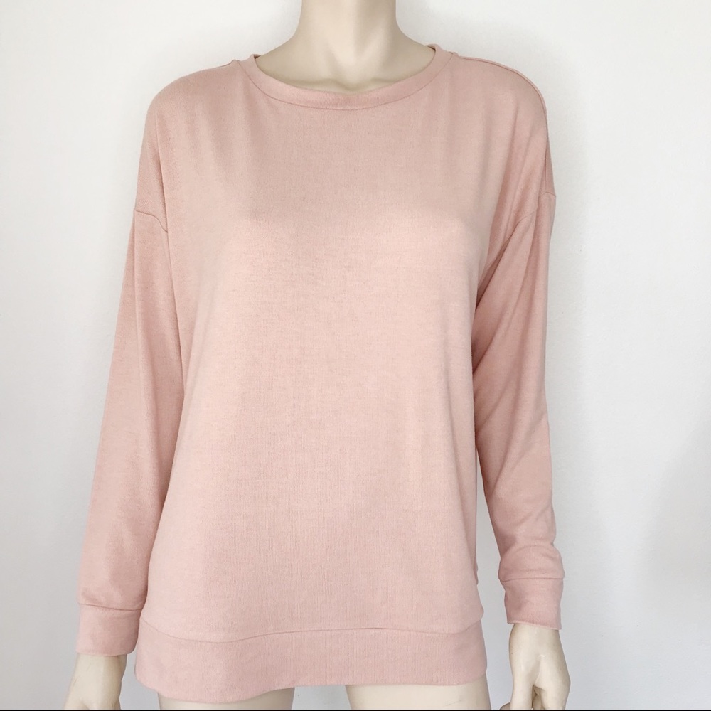 NEW PREMISE Back Zip Sweater Blush Nude Pink M
